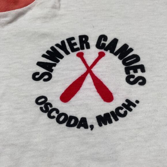 Vintage 60s 70s Mayo Spruce Sawyer Canoes Ringer T Shirt Men's M - Picture 3 of 11